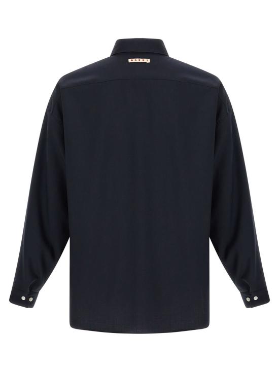  마르니 긴팔 셔츠 트로피컬 울 셔츠 블루 - MARNI