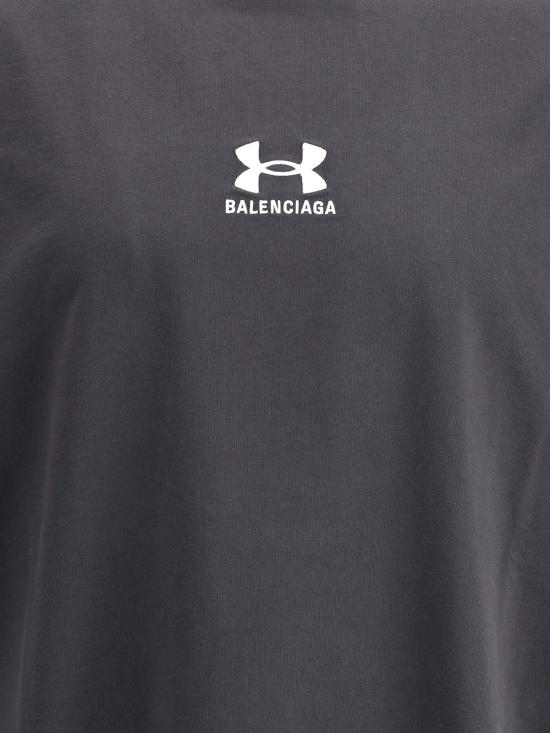  발렌시아가 반팔 티셔츠 워시드 블랙/화이트 티셔츠 - BALENCIAGA