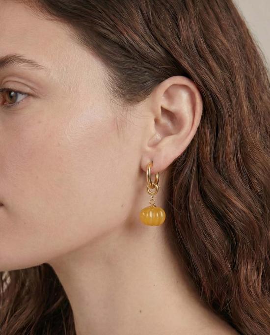  세레 이어링 세리 하베스트 제이드 스톤 참 귀걸이 호박 모양 - SEREE