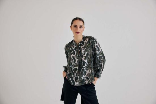  린제이 니콜라스 뉴욕 블라우스 린지 니콜라스 뉴욕 시인  올리브 파이톤 - LINDSAY NICHOLAS NEW YORK