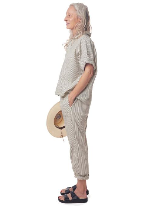  LWN 라운지 웨어 Lwn Strausii 팬츠 내추럴 펜슬 스트라이프 - LWN