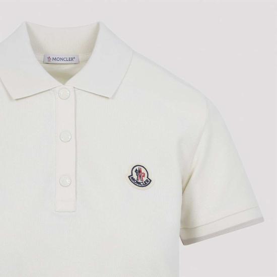  몽클레어 반팔 티셔츠 코튼 폴로 탑 내추럴 - MONCLER