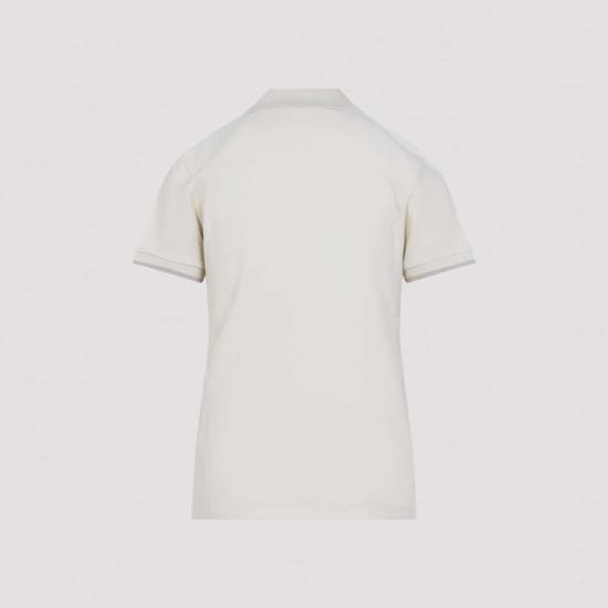  몽클레어 반팔 티셔츠 코튼 폴로 탑 내추럴 - MONCLER