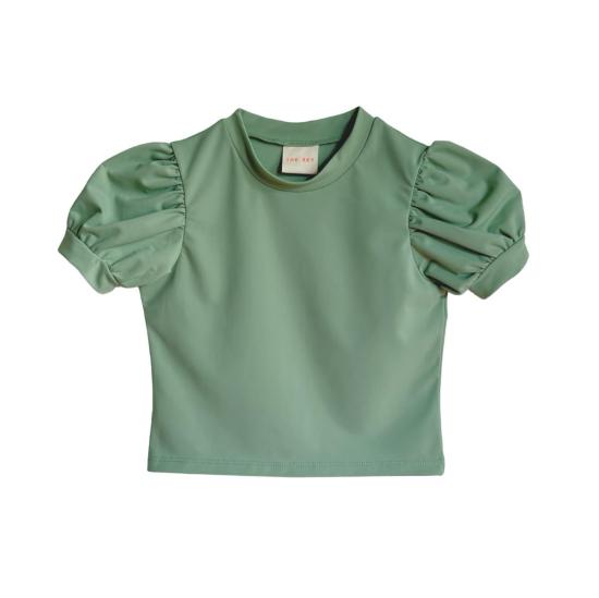  [키즈] The Set 비키니 키즈 세트 반팔 퍼프 소매 썬셔츠 민트