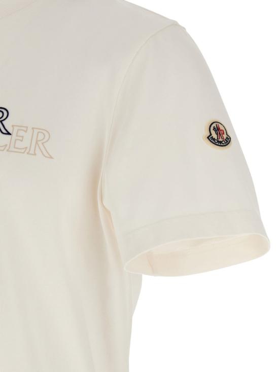  몽클레어 반팔 티셔츠 몽클레르 플록 로고 티셔츠 - MONCLER