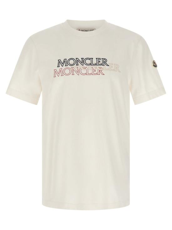  몽클레어 반팔 티셔츠 몽클레르 플록 로고 티셔츠
