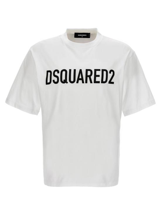  디스퀘어드2 반팔 티셔츠 Dsquared2 로고 티셔츠 화이트/블랙