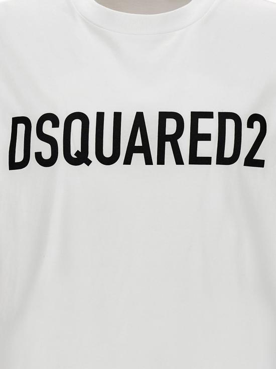  디스퀘어드2 반팔 티셔츠 Dsquared2 로고 티셔츠 화이트/블랙 - DSQUARED2