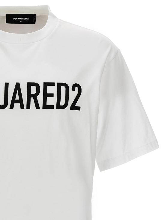  디스퀘어드2 반팔 티셔츠 Dsquared2 로고 티셔츠 화이트/블랙 - DSQUARED2