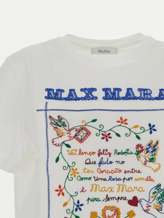  막스마라 반팔 티셔츠 막스 마라 자수 티셔츠 아이보리 - MAX MARA