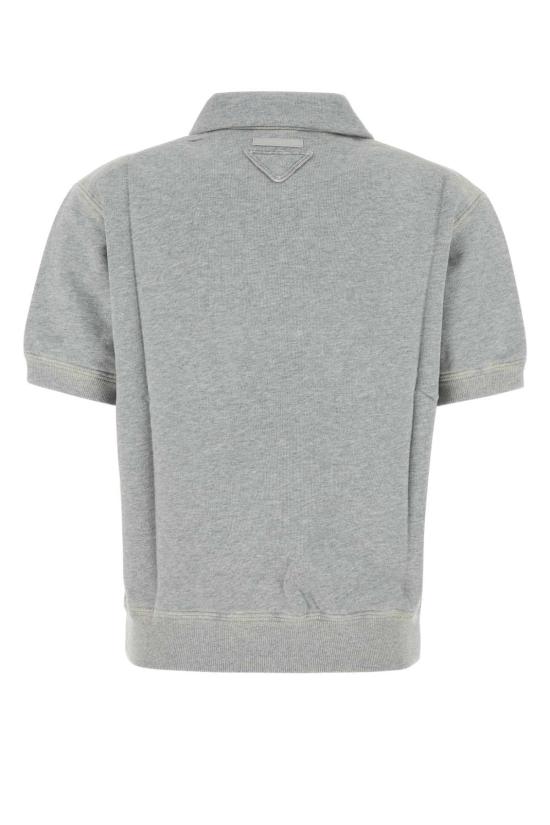  프라다 반팔 티셔츠 회색 면 폴로 셔츠 - PRADA