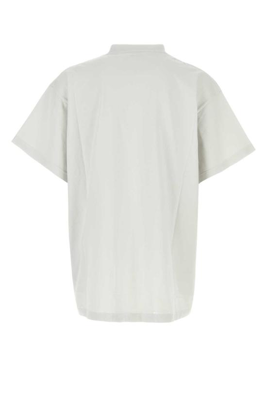  발렌시아가 반팔 티셔츠 라이트 그레이 코튼 오버사이즈 티셔츠 더티화이트블랙 - BALENCIAGA