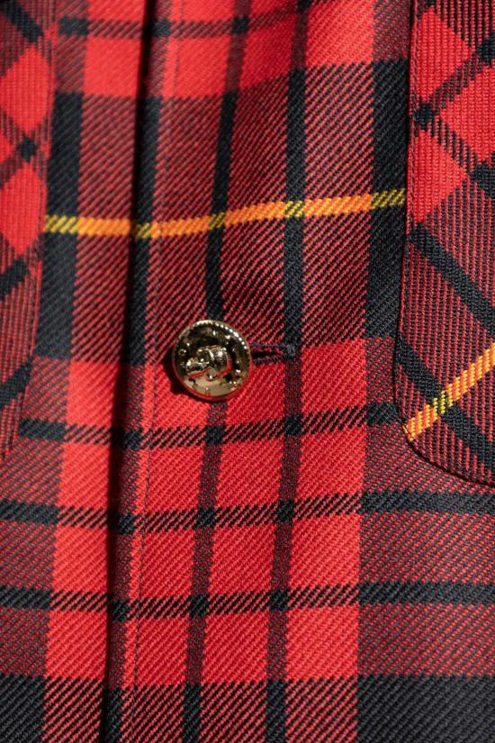  알렉산더 맥퀸 자켓 디스트레스드 타탄 오버셔츠 레드 - ALEXANDER MCQUEEN