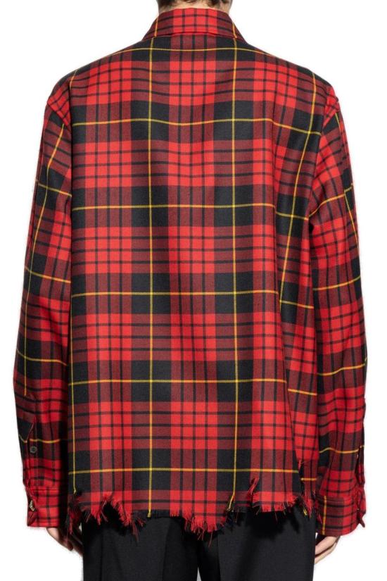  알렉산더 맥퀸 자켓 디스트레스드 타탄 오버셔츠 레드 - ALEXANDER MCQUEEN