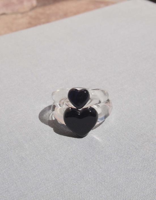  클레드 반지 하트 아이콘 링 블랙 바살트/그린 포레스트 - CLED