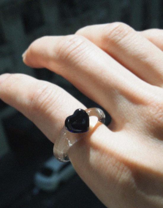  클레드 반지 하트 아이콘 링 블랙 바살트/그린 포레스트 - CLED