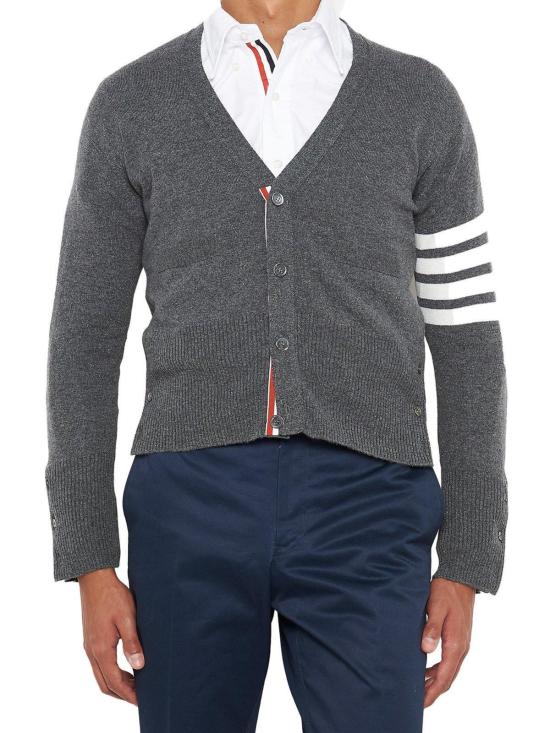  톰브라운 가디건 톰 브라운 브이넥  그레이 - THOM BROWNE