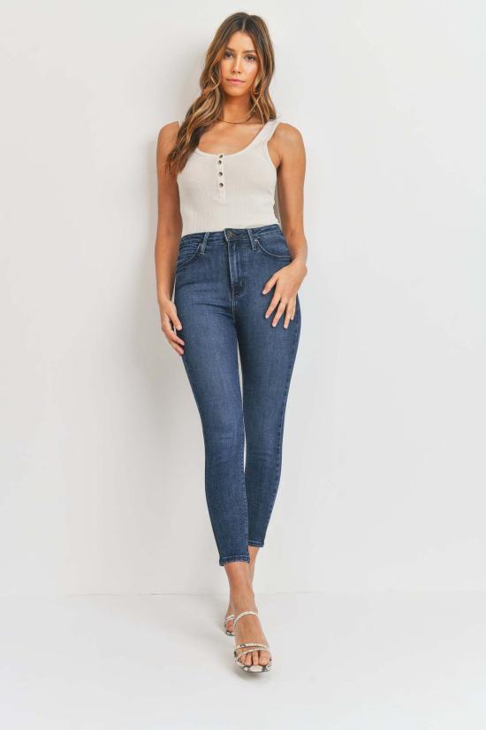  저스트 블랙 데님 데님 팬츠 크롭 에센셜 스키니 - JUST BLACK DENIM