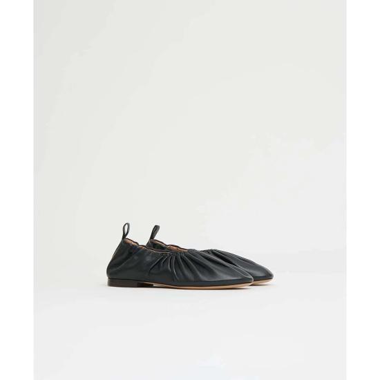  만수르 가브리엘 플랫 슈즈 Mansur Gavriel 셔링 발레리나 플랫 블랙 - MANSUR GAVRIEL