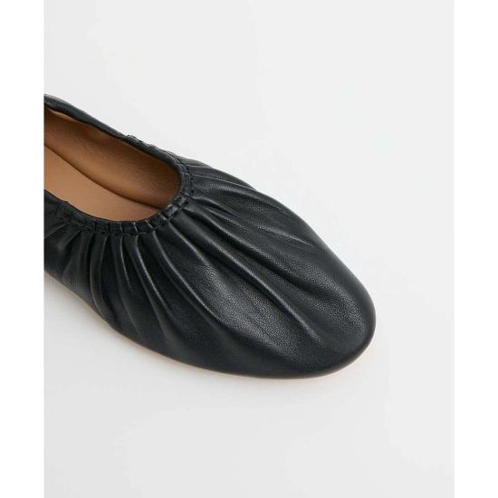  만수르 가브리엘 플랫 슈즈 Mansur Gavriel 셔링 발레리나 플랫 블랙 - MANSUR GAVRIEL