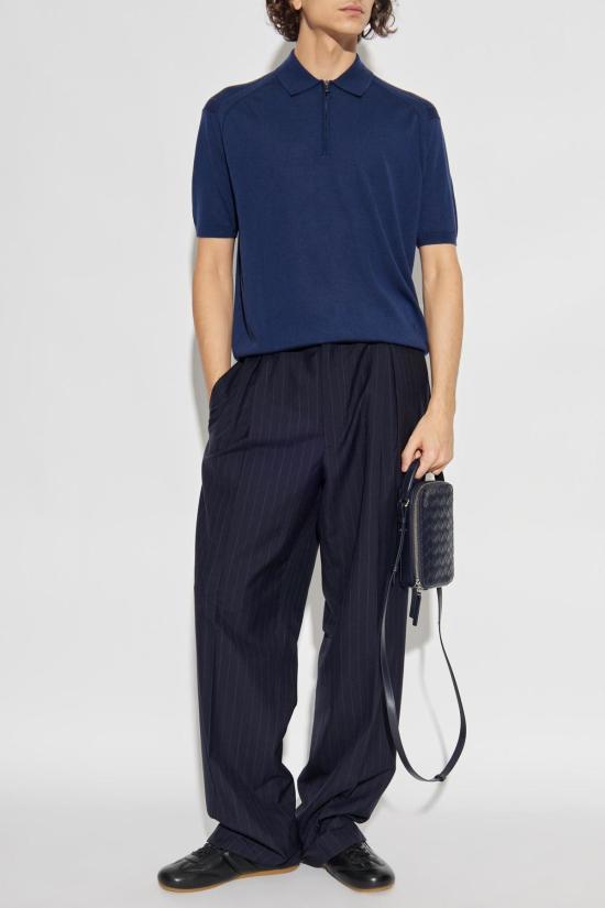  엠포리오 아르마니 폴로 티셔츠 울 트리밍 폴로 셔츠 (블루) - EMPORIO ARMANI