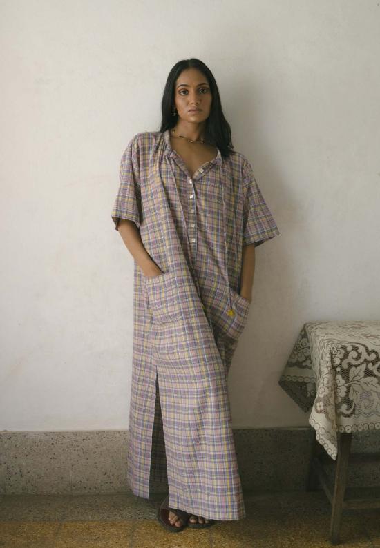  이키비 롱 원피스 메도우 롱 튜닉 드레스 핑크