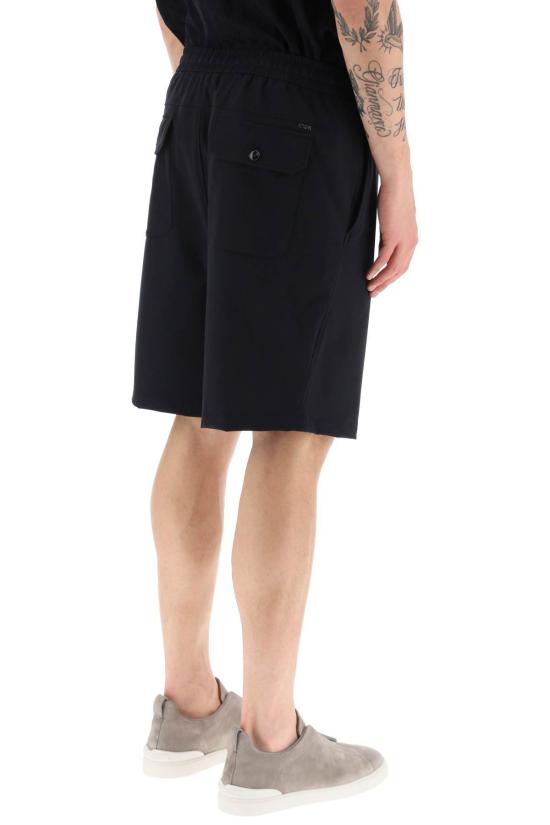  엠포리오 아르마니 숏팬츠 테크니컬 저지 쇼츠 네이비 블루 - EMPORIO ARMANI