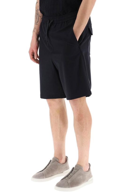  엠포리오 아르마니 숏팬츠 테크니컬 저지 쇼츠 네이비 블루 - EMPORIO ARMANI