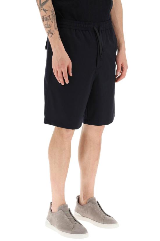  엠포리오 아르마니 숏팬츠 테크니컬 저지 쇼츠 네이비 블루 - EMPORIO ARMANI