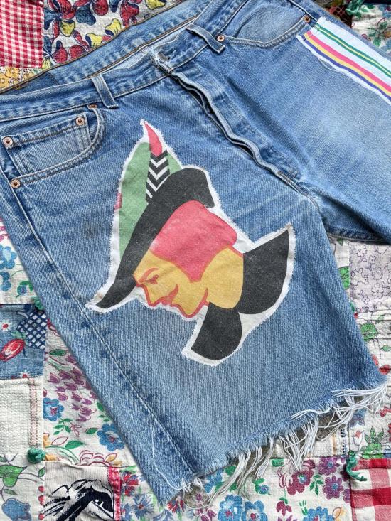  3 Women 데님 숏팬츠 여성용 빈티지 리바이스 로빈 후드 패치워크 컷오프 'S 501 반바지 3벌 - OTHER BRANDS