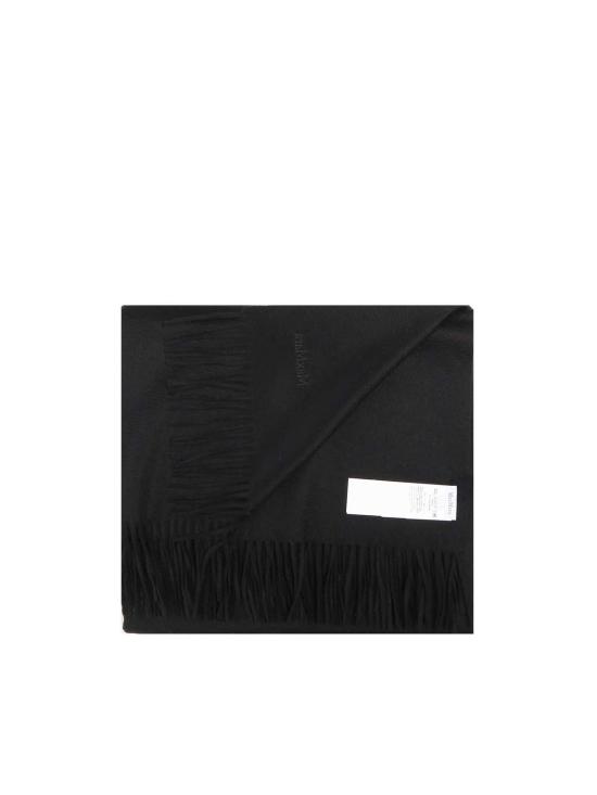  막스마라 머플러/스카프 막스 마라 캐시미어 스톨 (자수 및 프린지 장식, 블랙) - MAX MARA