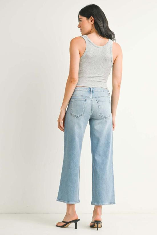  저스트 블랙 데님 데님 팬츠 미드라이즈 슬림 와이드 레그 라이트 데님 - JUST BLACK DENIM