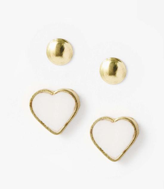  마트르 부미 이어링 Matr Boomie Rajani 하트 모양 자개 귀걸이 세트 (2개입) - MATR BOOMIE