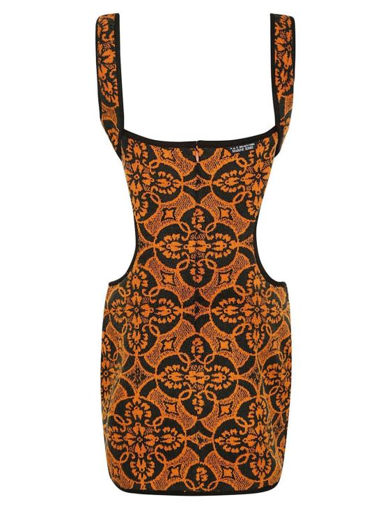  마린세르 숏 원피스 마린 세르 기하학 패턴 자수 스퀘어넥 미니 드레스 - MARINE SERRE