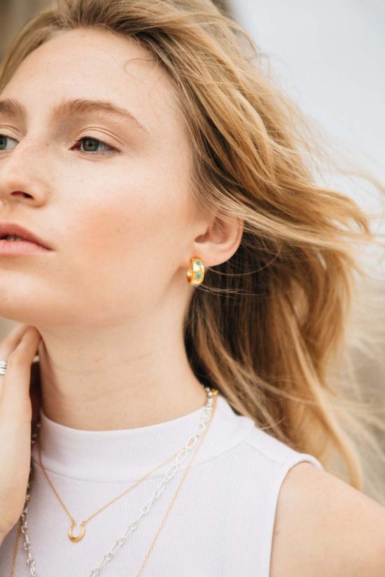  시에라 윈터 주얼리 이어링 이브 후프  골드 베르메일/터쿼이즈 - SIERRA WINTER JEWELRY