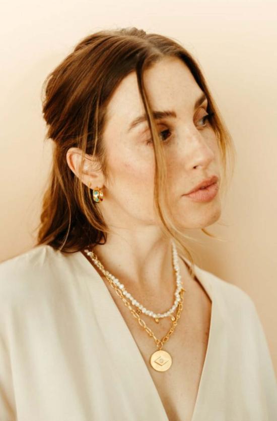  시에라 윈터 주얼리 이어링 이브 후프  골드 베르메일/터쿼이즈 - SIERRA WINTER JEWELRY