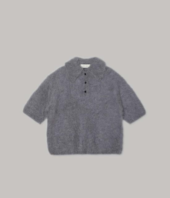  사야카 다비스 뉴욕 반팔 티셔츠 사야카 데이비스 뉴욕 컴팩트 니트 폴로 실버 - SAYAKA DAVIS NEW YORK