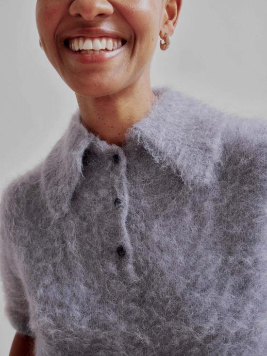  사야카 다비스 뉴욕 반팔 티셔츠 사야카 데이비스 뉴욕 컴팩트 니트 폴로 실버 - SAYAKA DAVIS NEW YORK