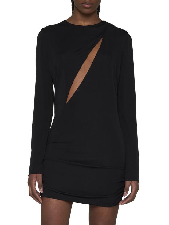  베르사체 숏 원피스 컷아웃 디테일 블랙 미니 드레스 - VERSACE