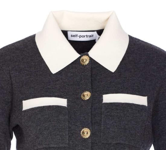  셀프 포트레이트 가디건 콘트라스트 칼라  그레이 - SELF PORTRAIT