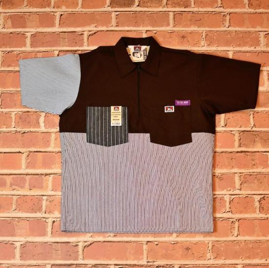  Tilted Brim 반팔 티셔츠 틸티드 브림 벤 데이비스 X 틸티드 브림 X 홀리 스티치 하프 집업 셔츠 멀티