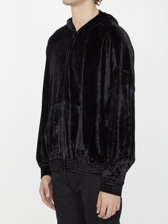  발렌시아가 긴팔 티셔츠 Bb 파리 스트라스 후드티 블랙 - BALENCIAGA