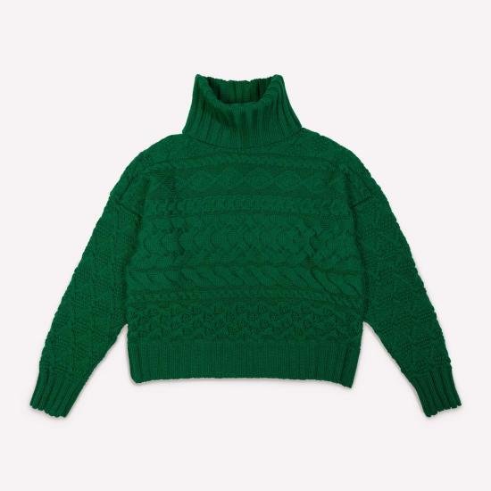  지지 니트웨어 터틀넥 케이블 스웨터 - GIGI KNITWEAR