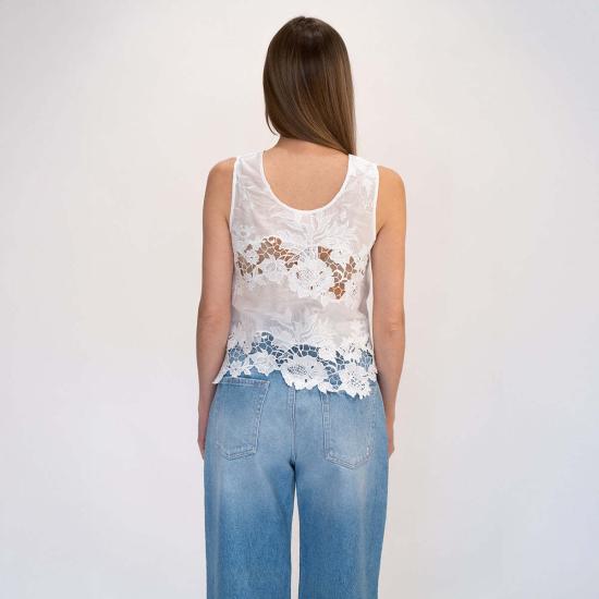  로레타 카포니 블라우스 Loretta Caponi Certaldo 탑 플라워 네스트 - LORETTA CAPONI