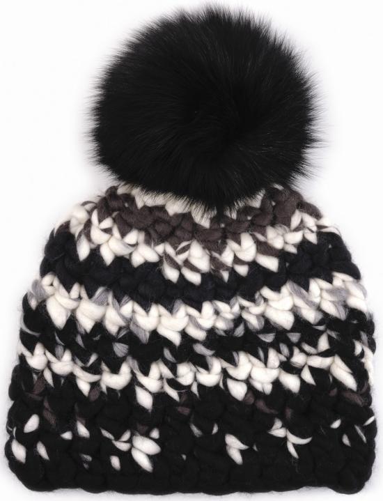  Mischa Lampert 모자 미샤 램퍼트 흑백 줄무늬 비니 + 블랙 XL 폼폼 - OTHER BRANDS