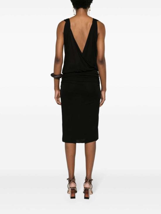  생로랑 숏 원피스 브이넥 미니 드레스 블랙 - SAINT LAURENT