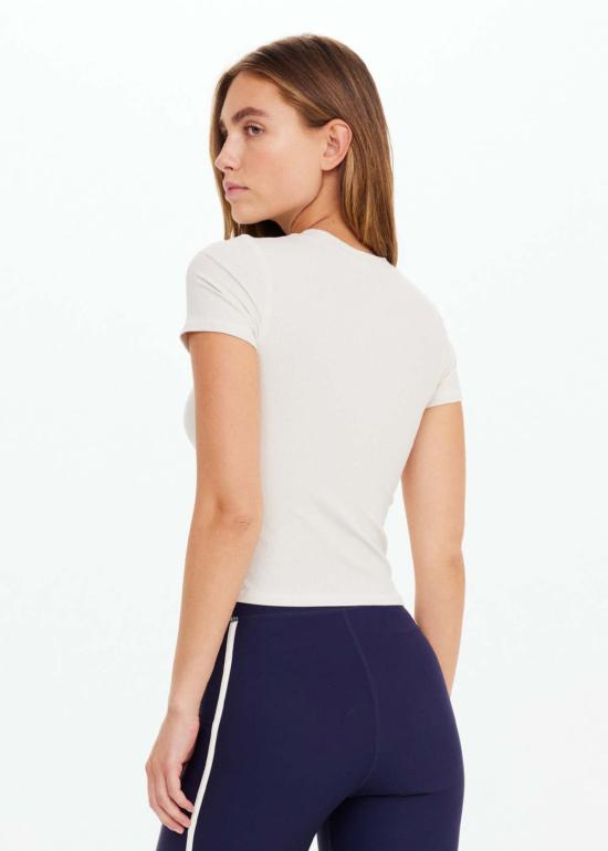  더 업사이드 반팔 티셔츠 업사이드 쉘터 피티드 티 크림 - THE UPSIDE