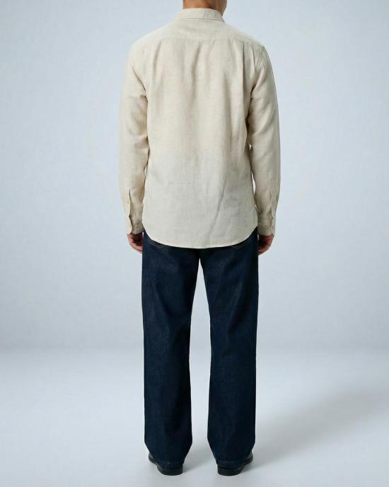  Graphia New York 긴팔 셔츠 '리암' 밴드 칼라 빈티지 크림색 긴팔 - GRAPHIA NEW YORK