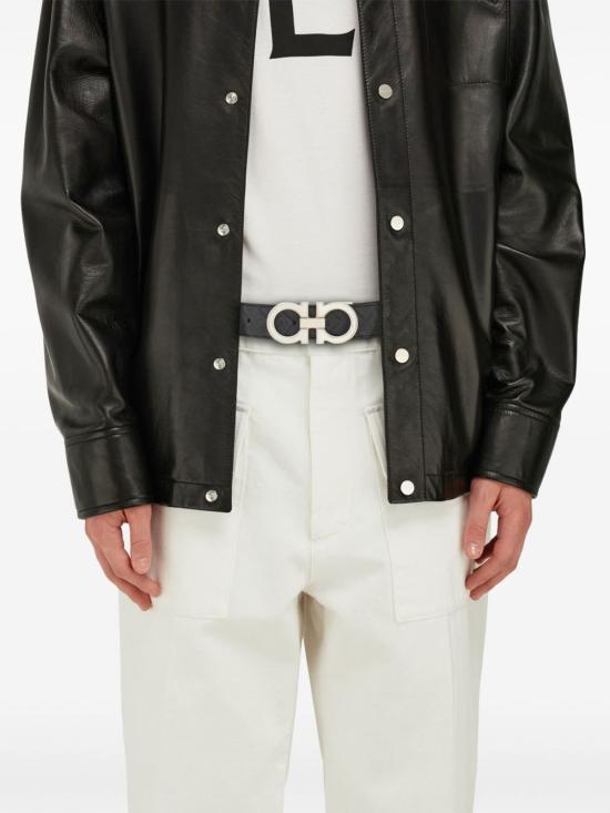  살바토레 페라가모 가죽 벨트 페라가모 간치니 가죽  그레이 - SALVATORE FERRAGAMO