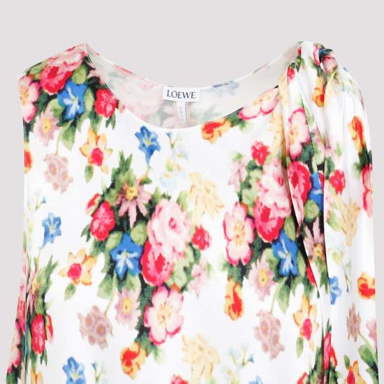  로에베 미디 원피스 비대칭 드레스 멀티컬러 소프트 핑크 - LOEWE